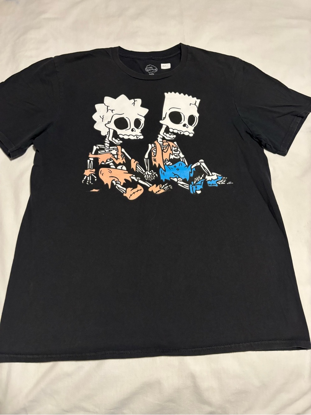 The Simpsons ~ Men’s T-shirt Medium Black Bart Lisa Skeletons Short Sleeve